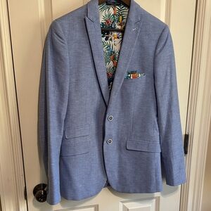 Paisley & Gray Men's Linen Blue Blazer with Tropical Lining size 36R slim fit